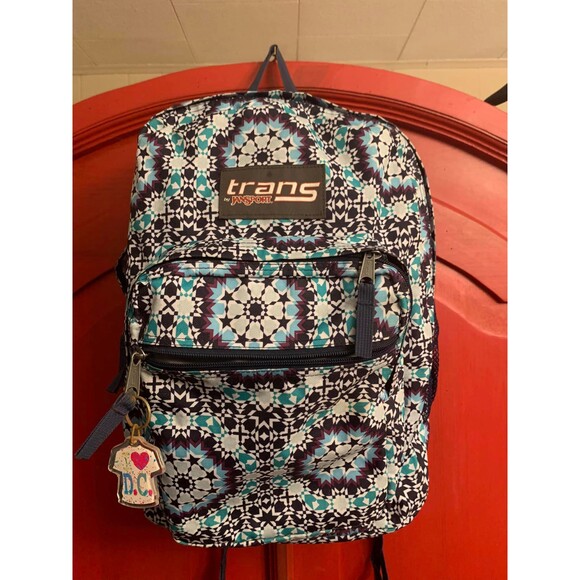 Trans By Jansport Supermax Navy Moonshine Moroccan Backpack School Gym EUC - Picture 1 of 7